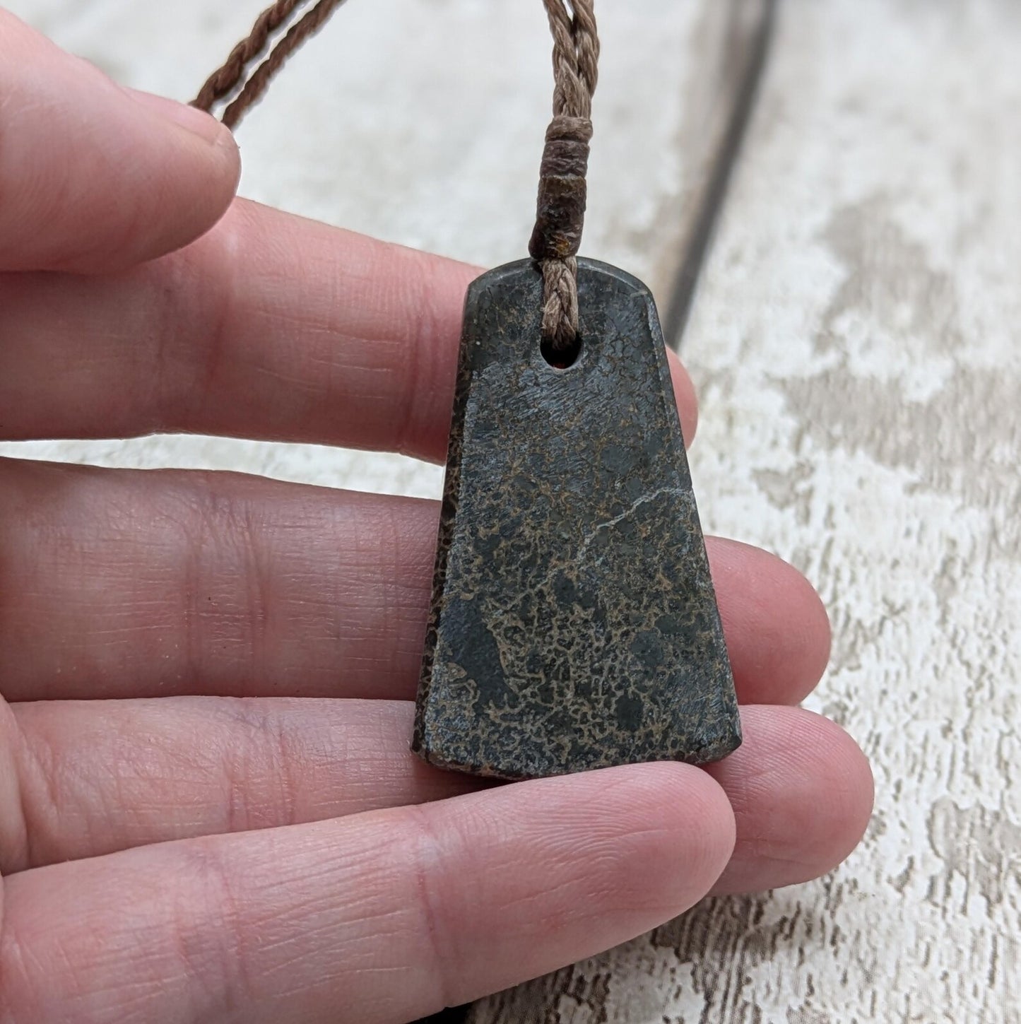 Oxfordshire sourced dinosaur bone slab Toki style pendant.