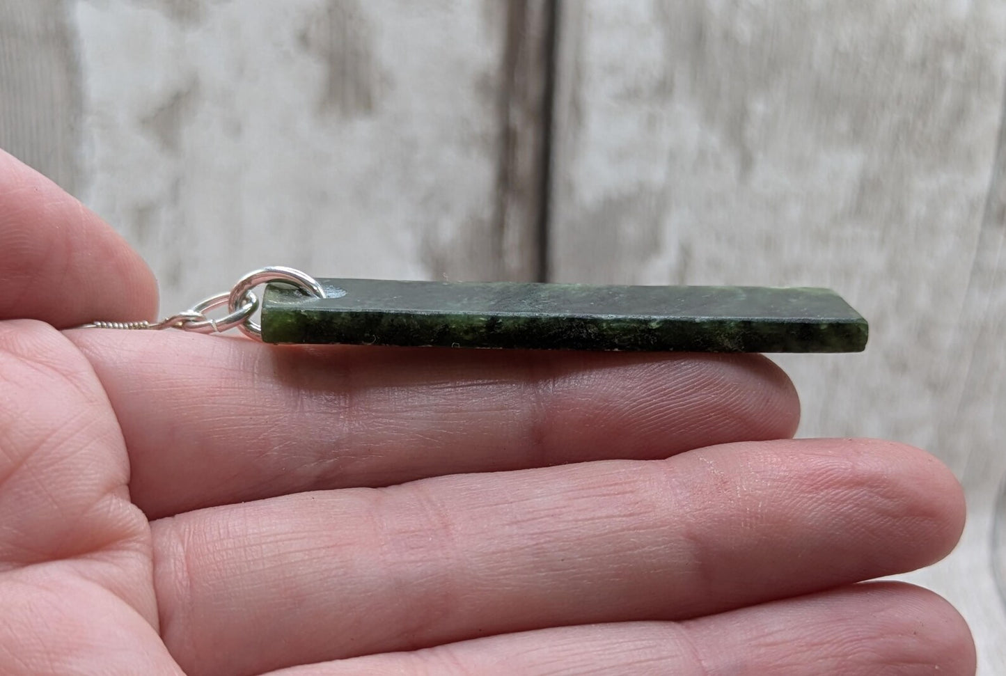 New Zealand Greenstone, nephrite jade rectangular drop earrings.