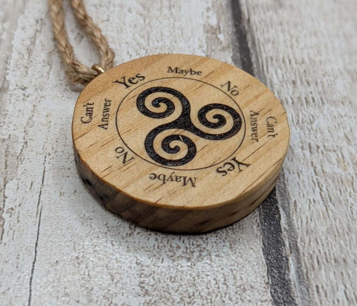 Tulip wood triskele mini pocket pendulum board.
