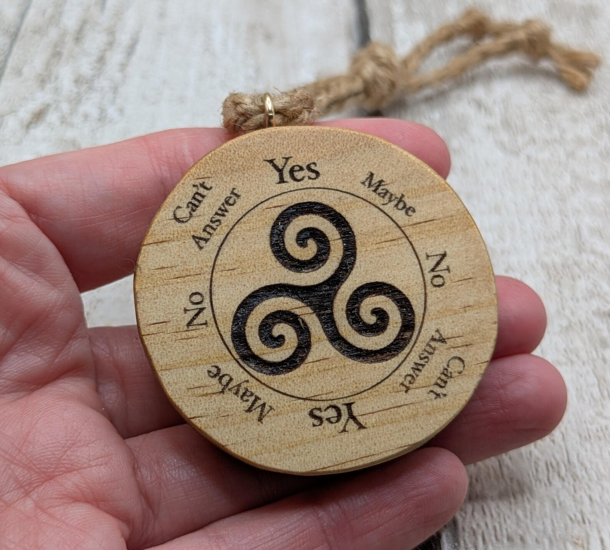Tulip wood triskele mini pocket pendulum board.