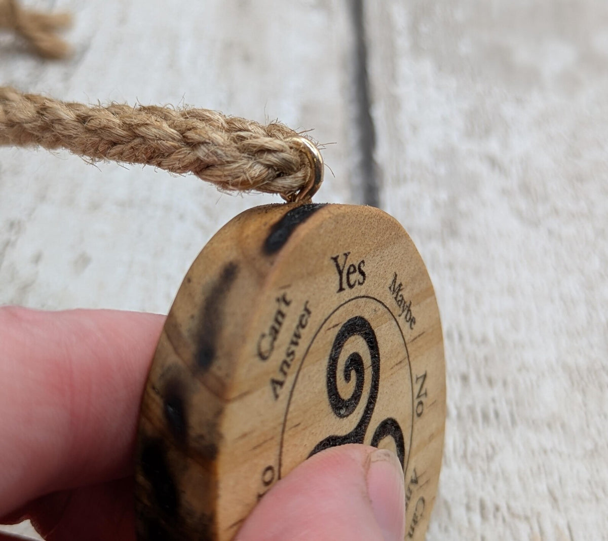 Tulip wood triskele mini pocket pendulum board.