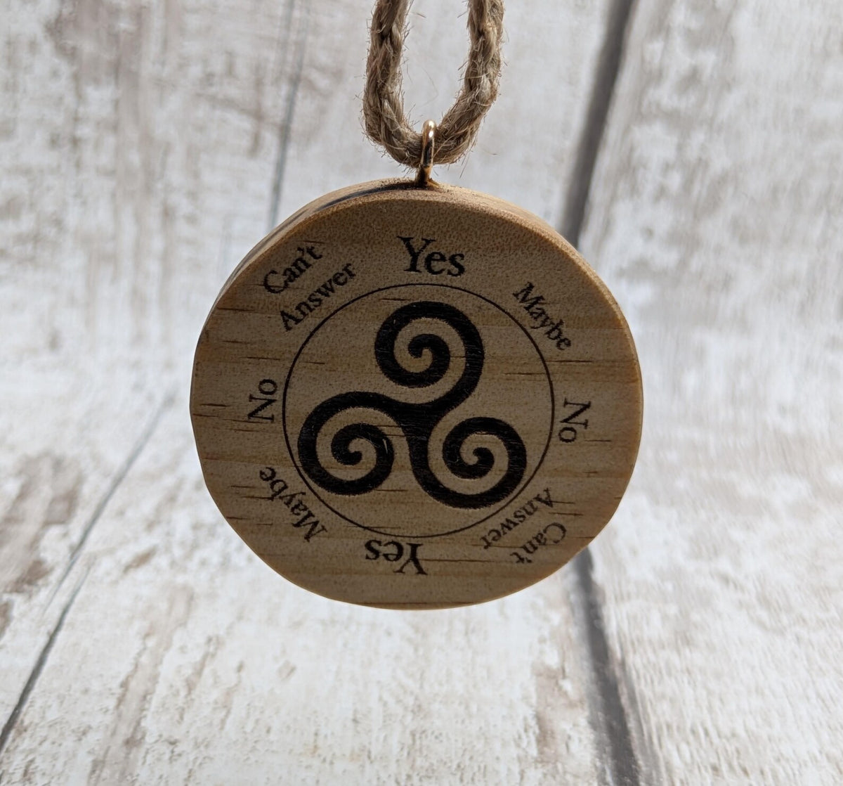 Tulip wood triskele mini pocket pendulum board.