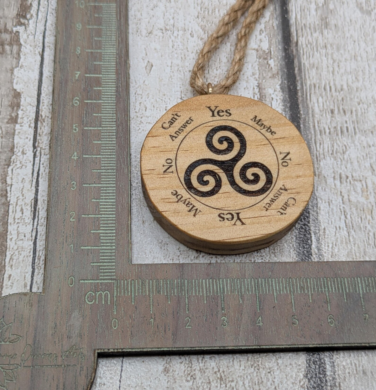 Tulip wood triskele mini pocket pendulum board.