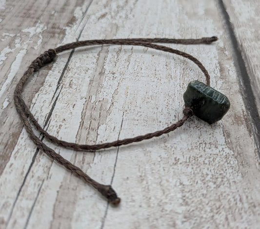 New Zealand Pounamu greenstone jade adjustable bracelet.