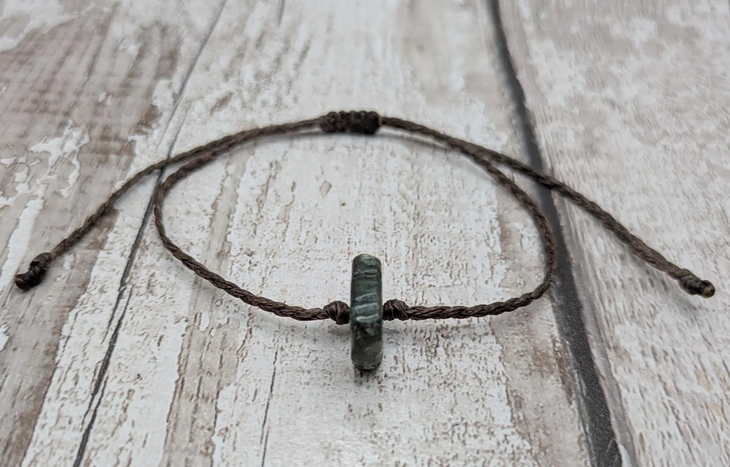 New Zealand Pounamu greenstone jade adjustable bracelet.
