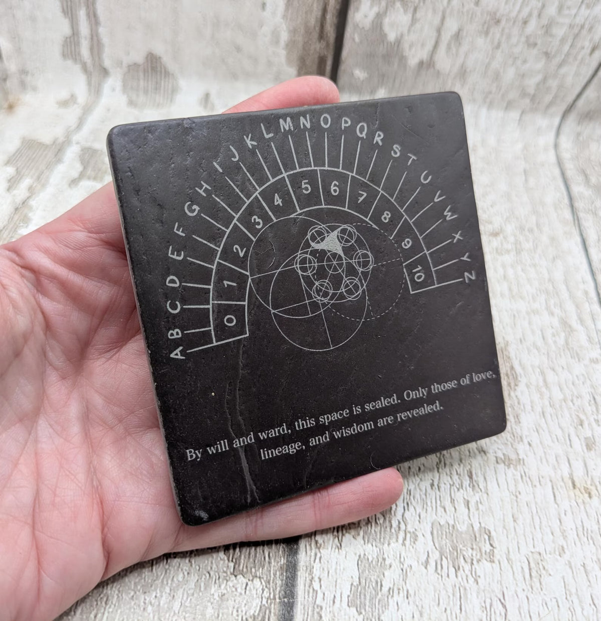Welsh slate Celtic geometric pendulum board.
