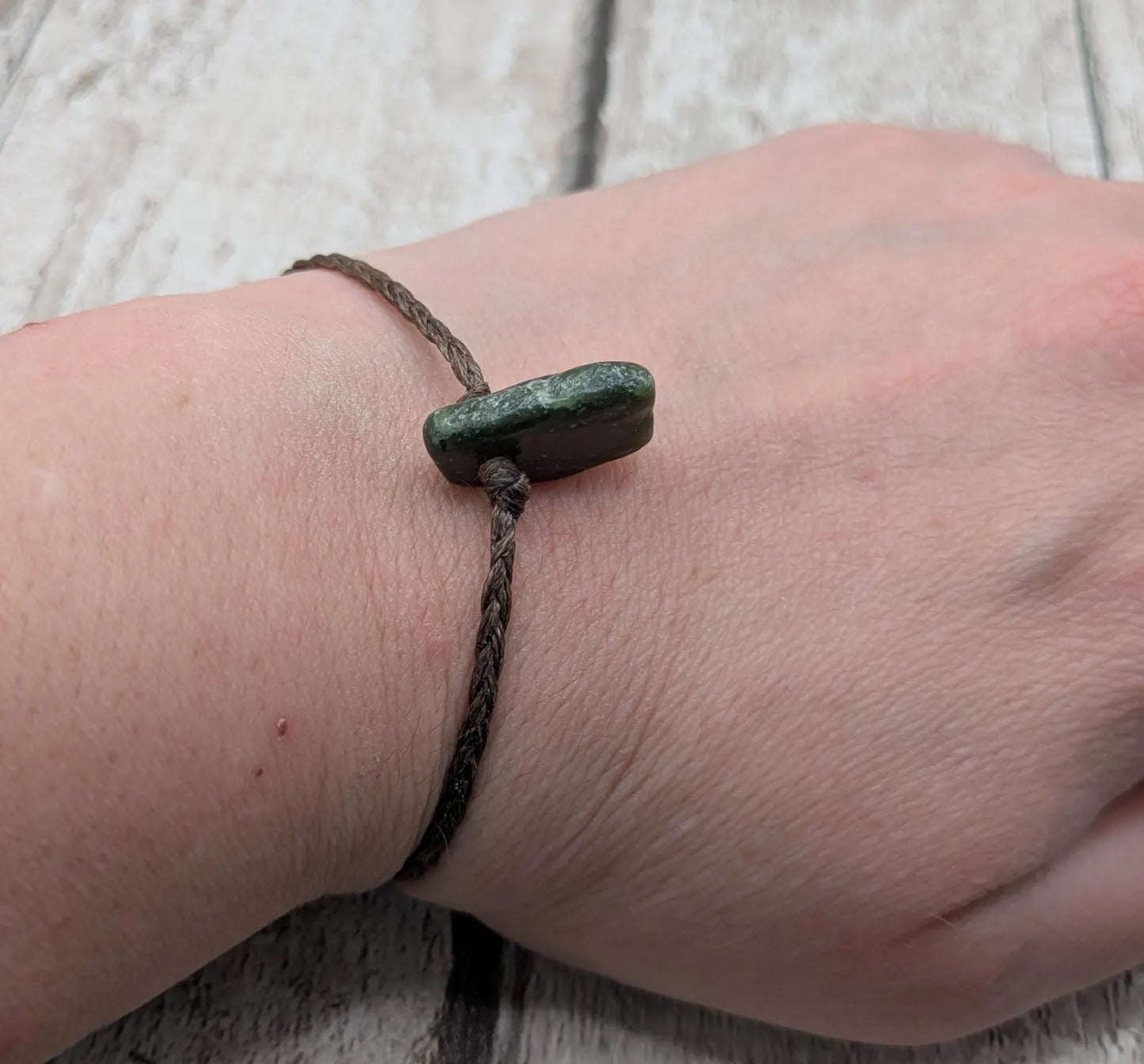 New Zealand Pounamu greenstone jade adjustable bracelet.