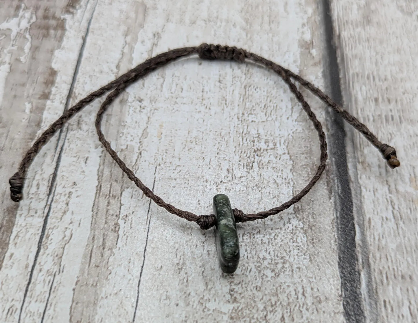 New Zealand Pounamu greenstone jade adjustable bracelet.