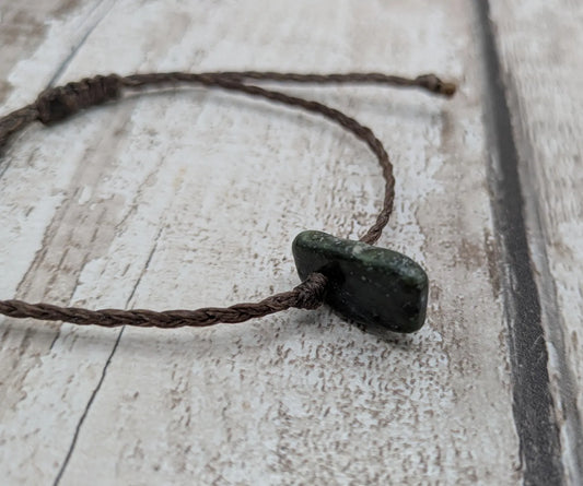 New Zealand Pounamu greenstone jade adjustable bracelet.