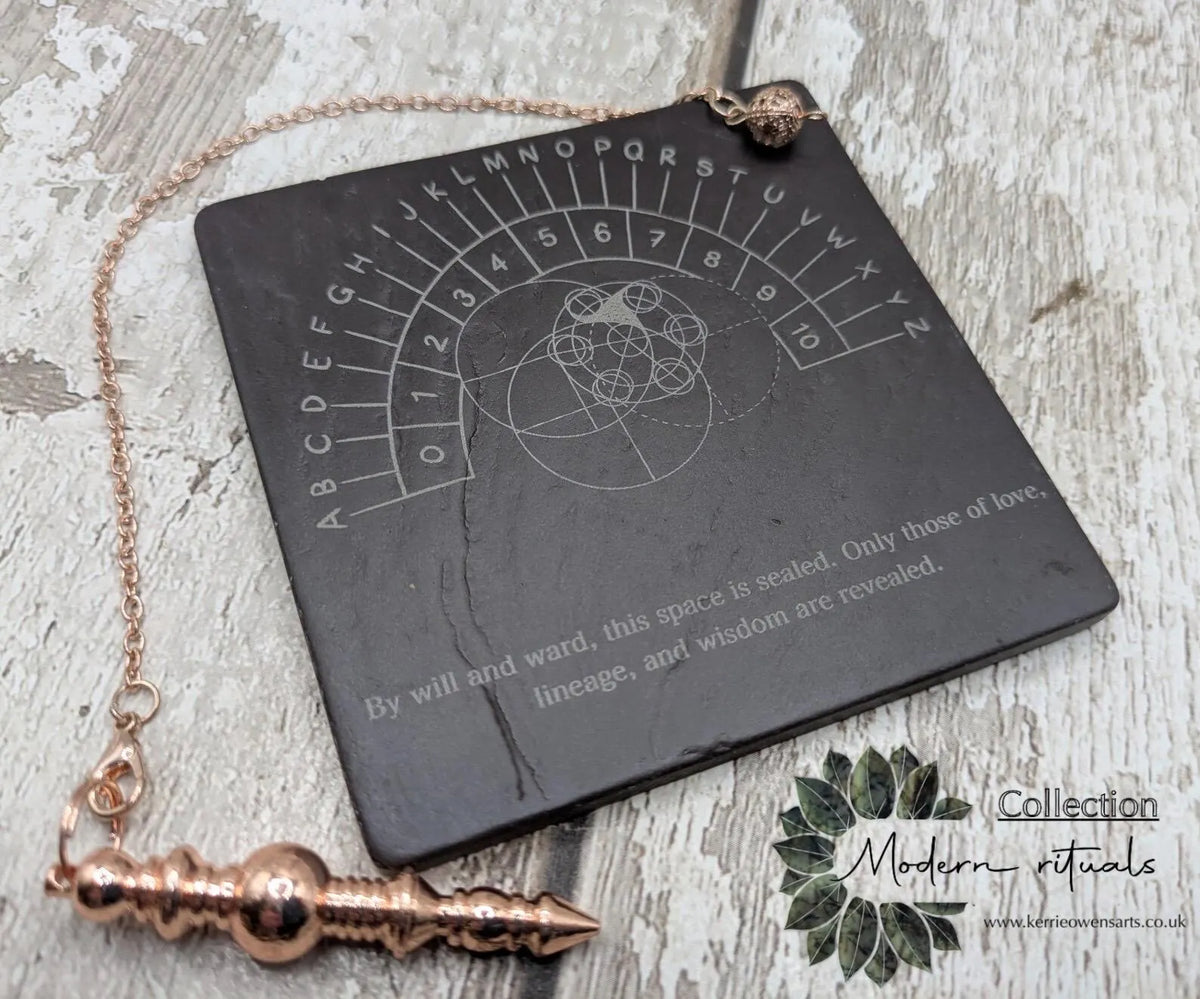 Welsh slate Celtic geometric pendulum board.