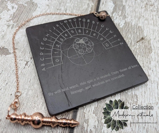 Welsh slate Celtic geometric pendulum board.