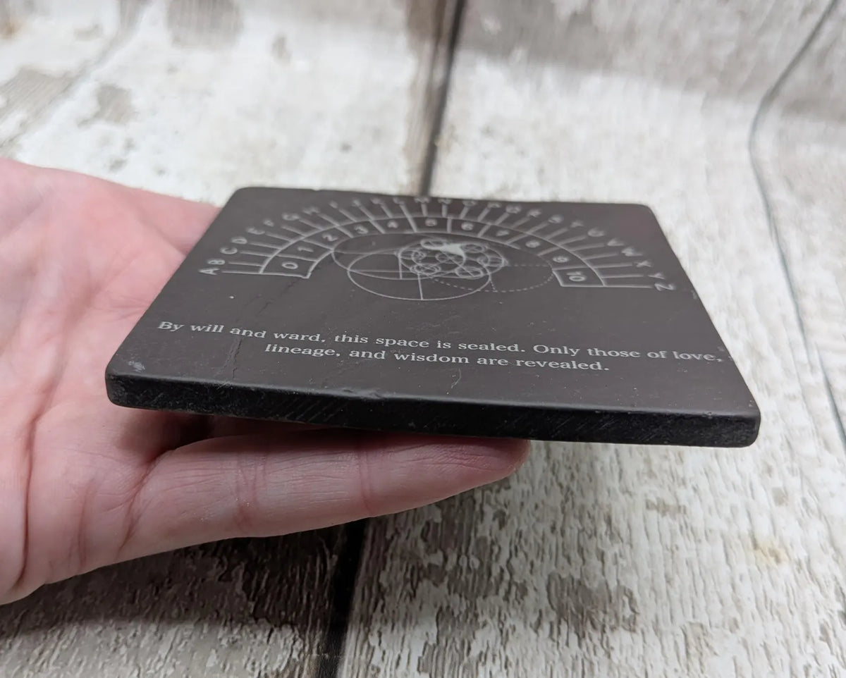 Welsh slate Celtic geometric pendulum board.