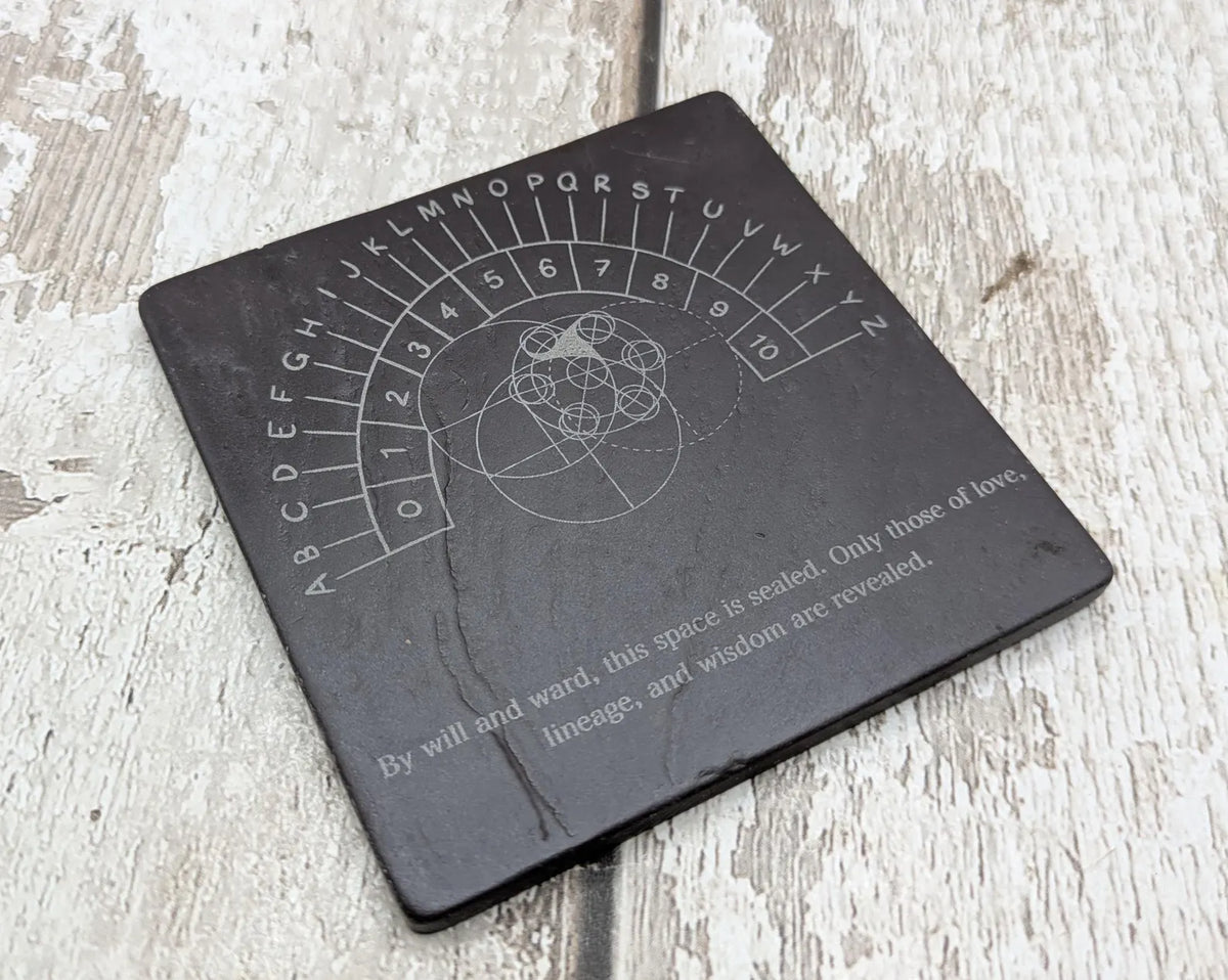 Welsh slate Celtic geometric pendulum board.