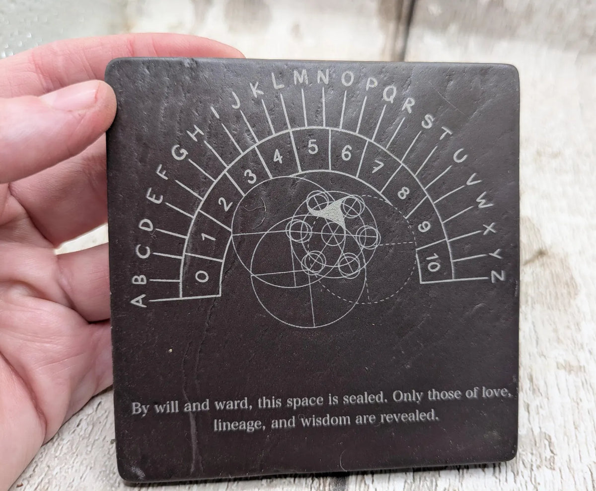 Welsh slate Celtic geometric pendulum board.