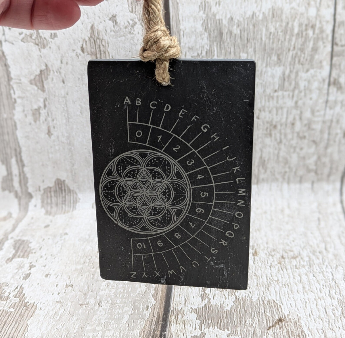 Welsh slate mini pendulum divination board, travel sized.
