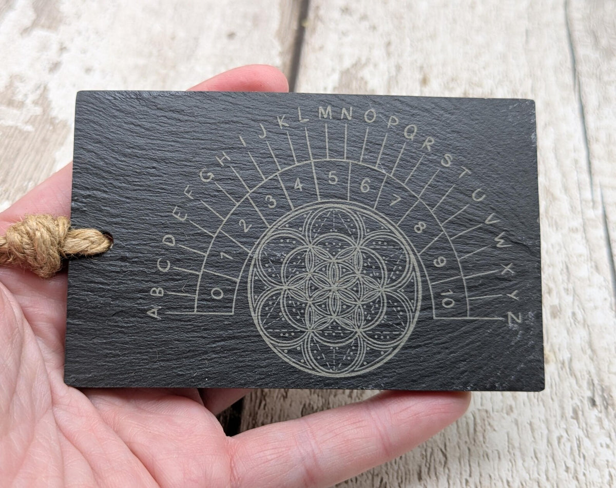 Welsh slate mini pendulum divination board, travel sized.