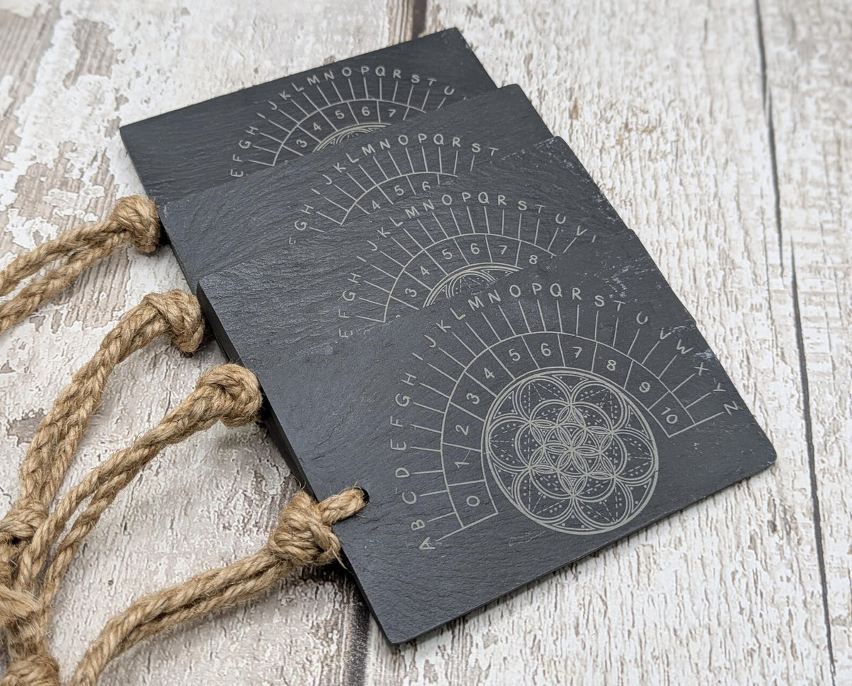 Welsh slate mini pendulum divination board, travel sized.