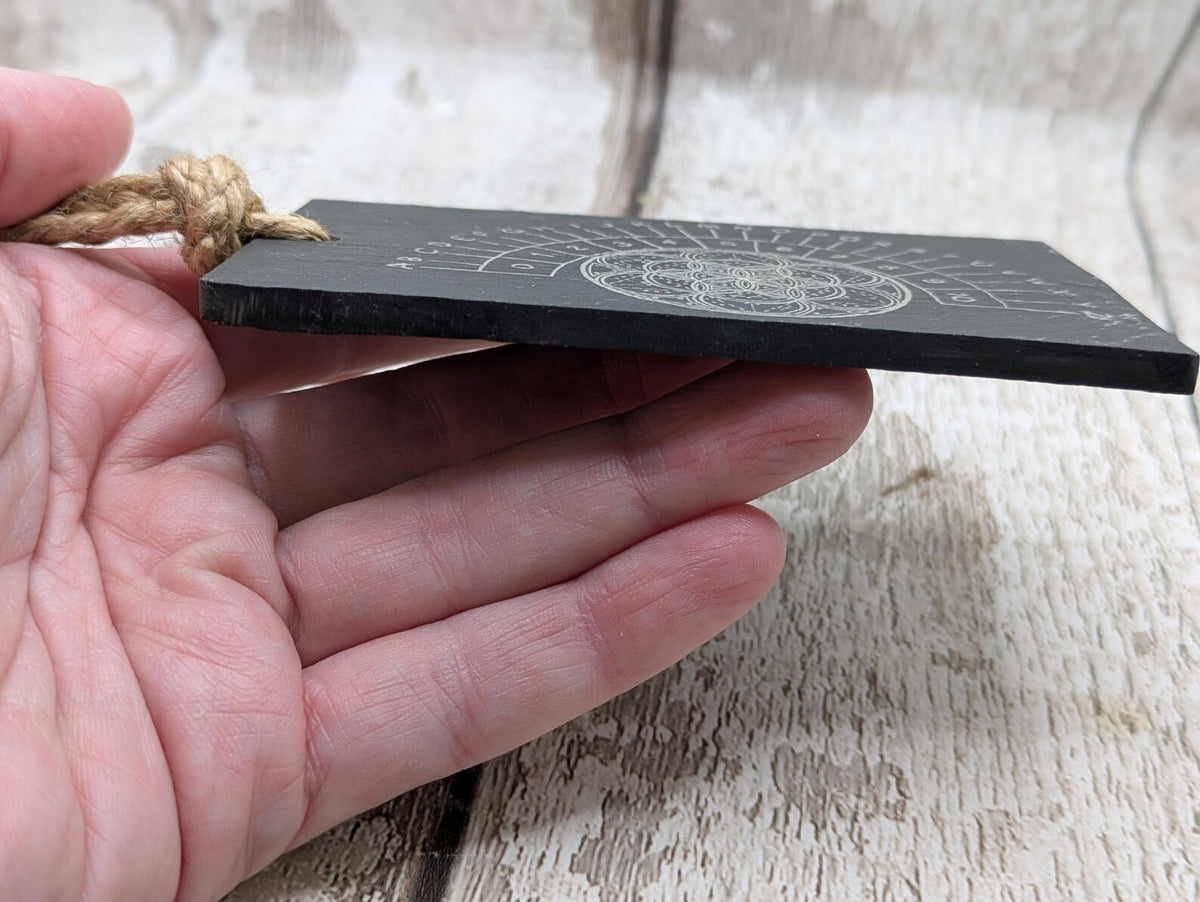 Welsh slate mini pendulum divination board, travel sized.