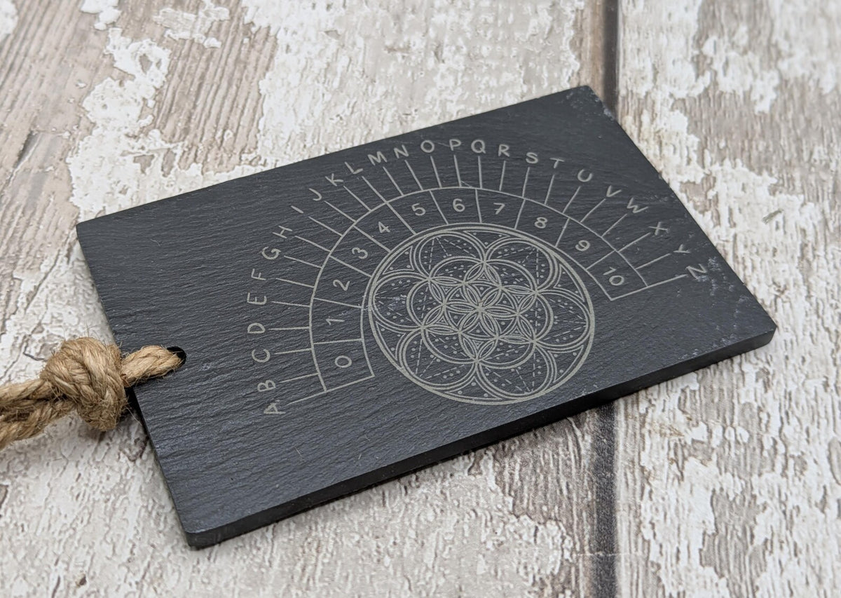Welsh slate mini pendulum divination board, travel sized.