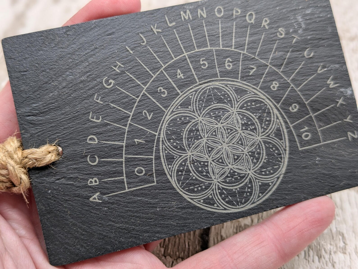 Welsh slate mini pendulum divination board, travel sized.