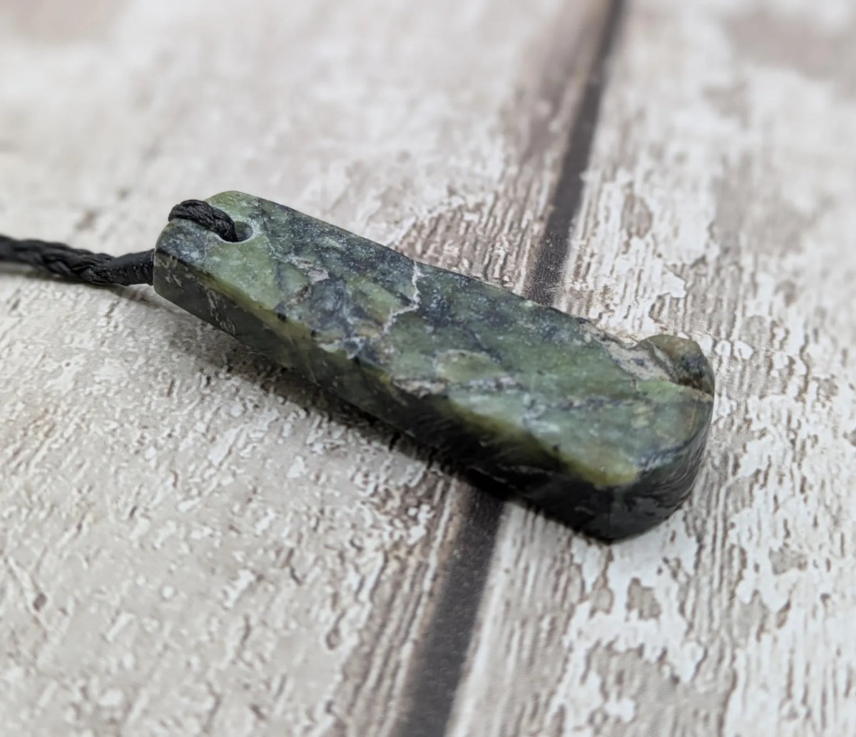New Zealand Haast pass Douglas creek serpentine raw front pendant.