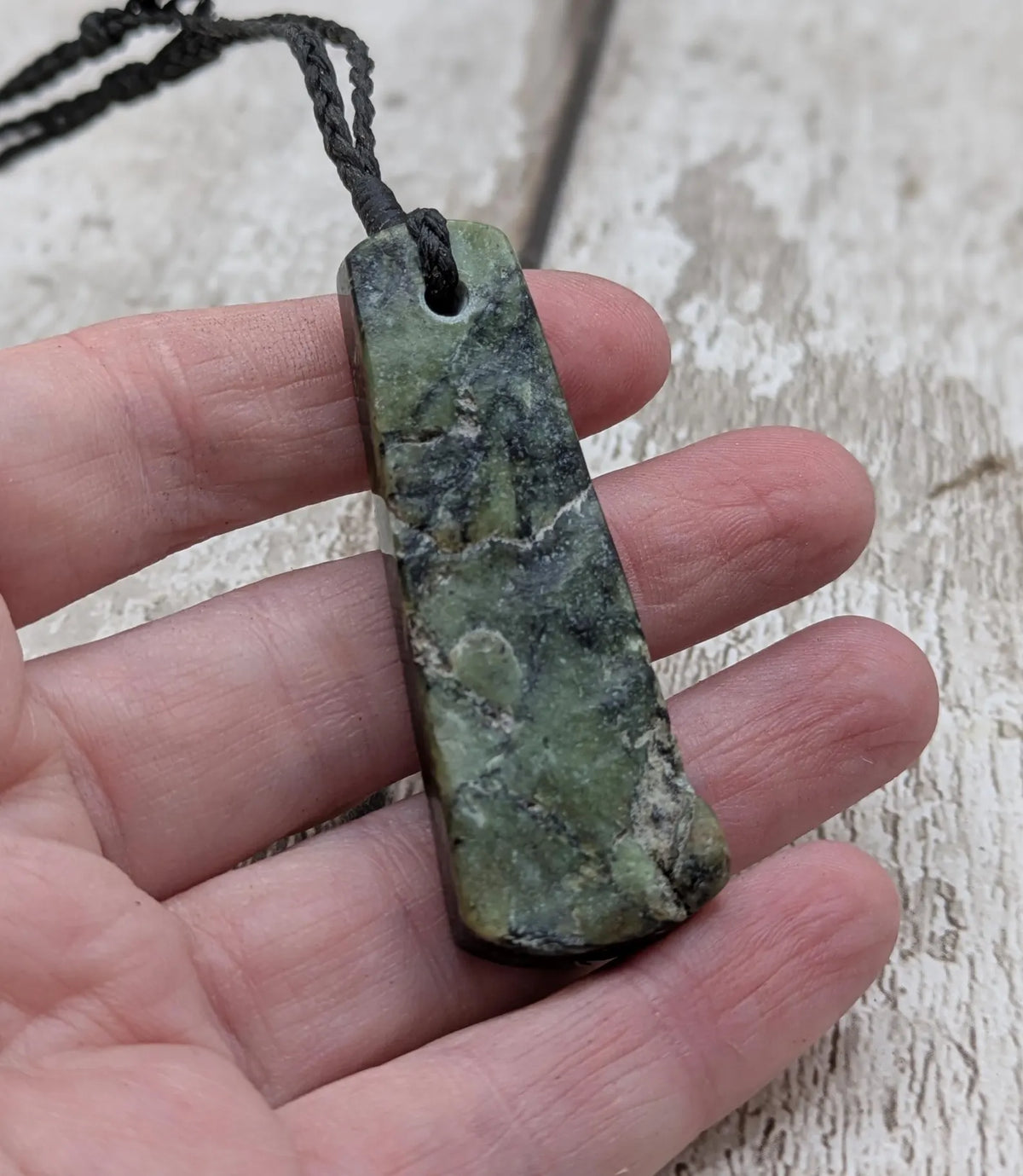 New Zealand Haast pass Douglas creek serpentine raw front pendant.