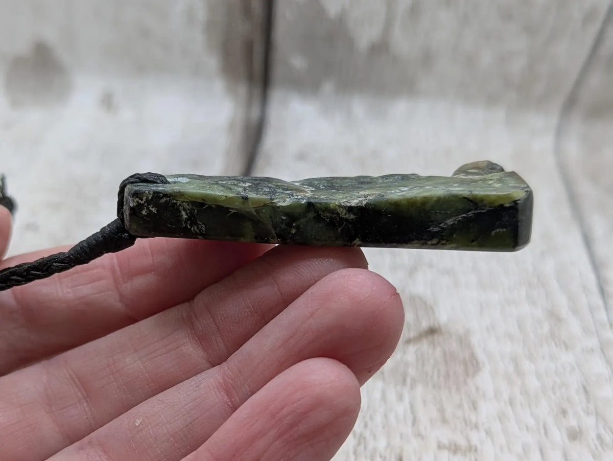New Zealand Haast pass Douglas creek serpentine raw front pendant.