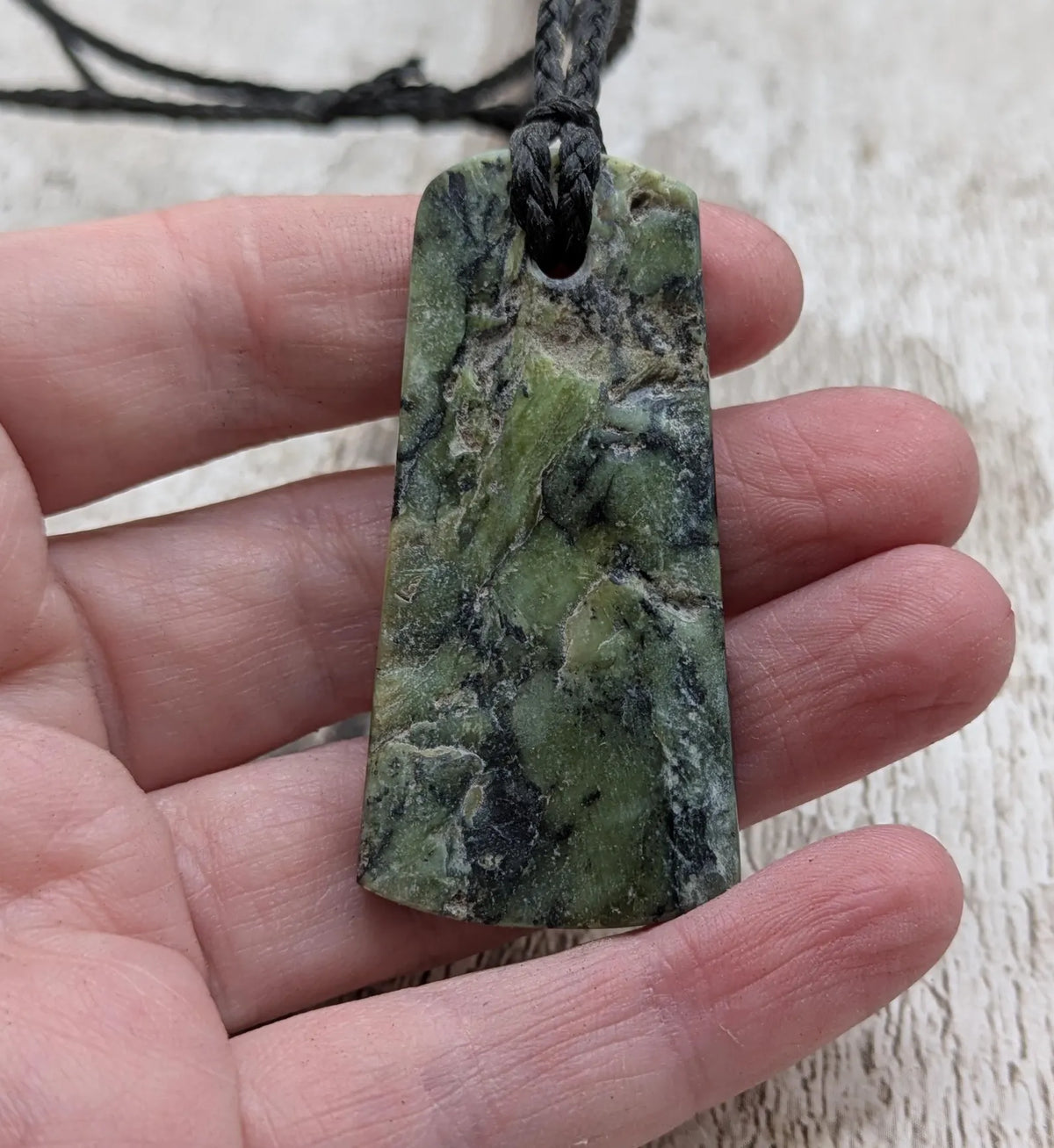 New Zealand Haast pass Douglas creek serpentine trapezium pendant.