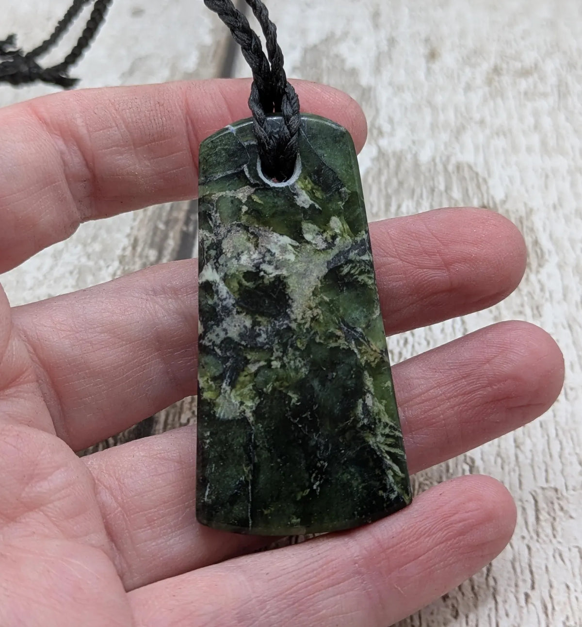 New Zealand Haast pass Douglas creek serpentine trapezium pendant.