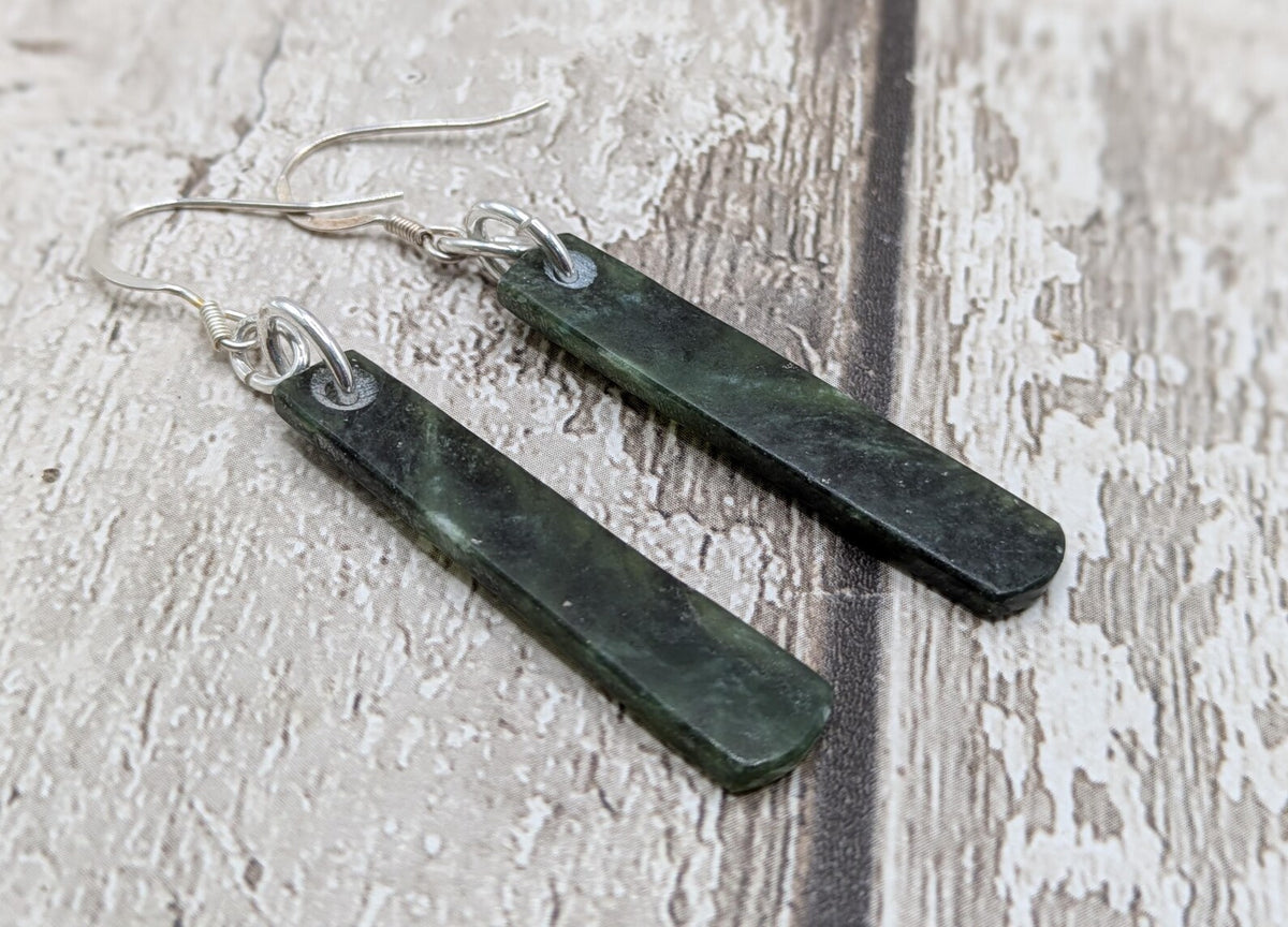 New Zealand drop nephrite jade earrings.