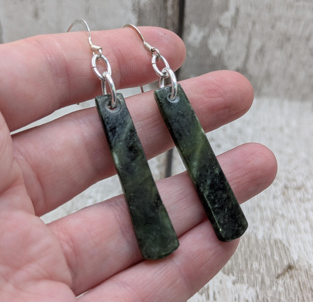 New Zealand drop nephrite jade earrings.