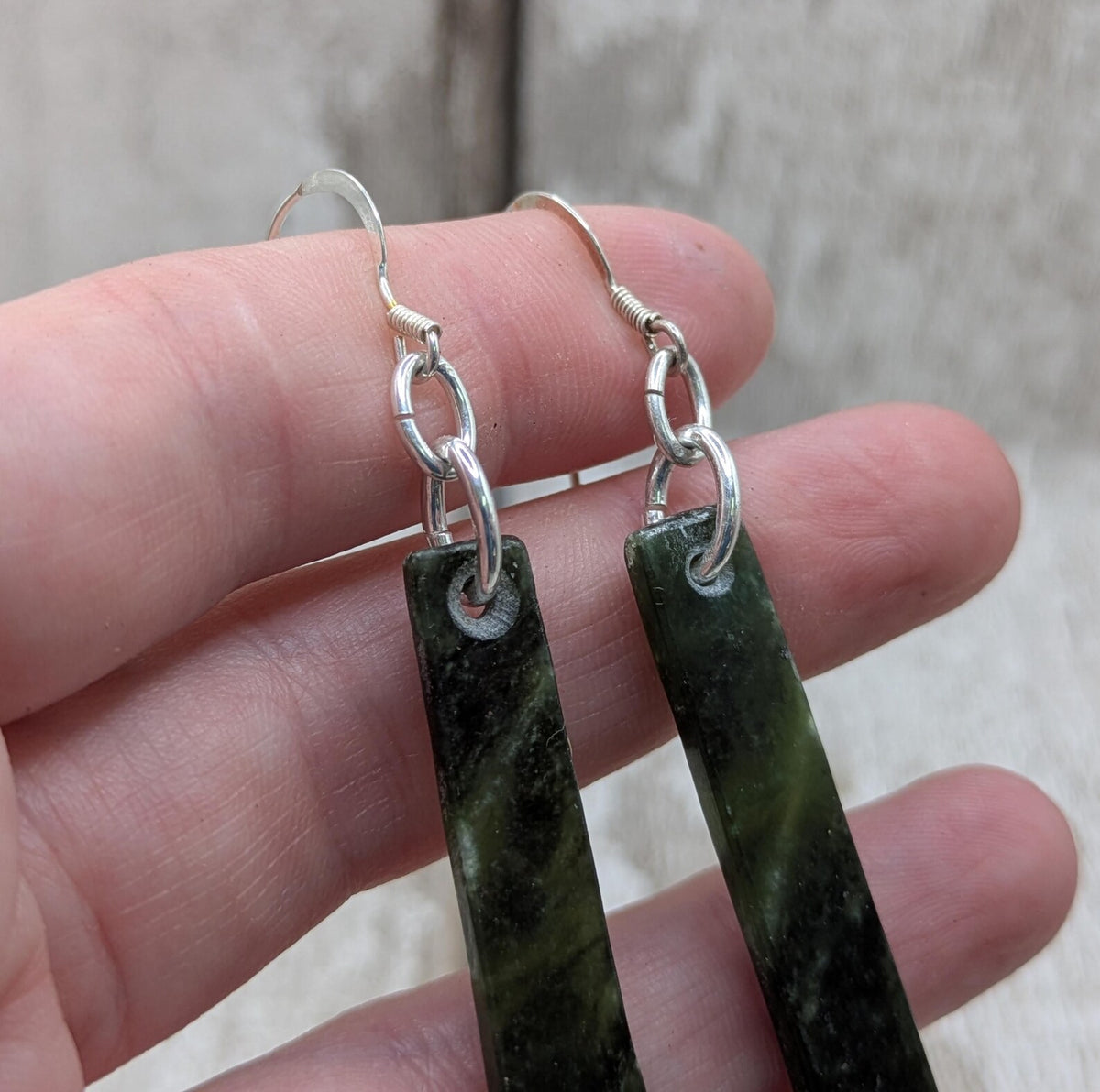 New Zealand drop nephrite jade earrings.