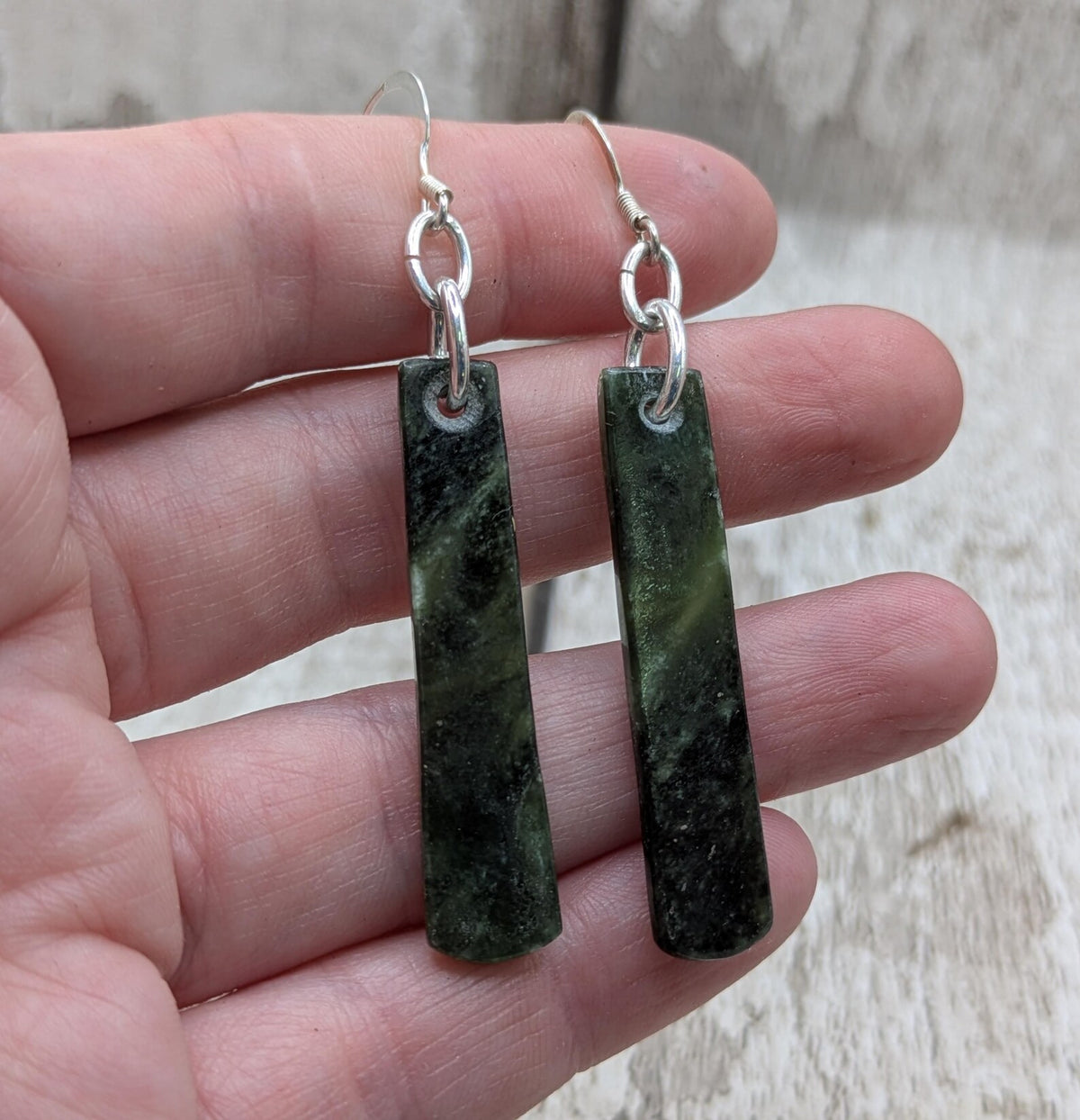 New Zealand drop nephrite jade earrings.