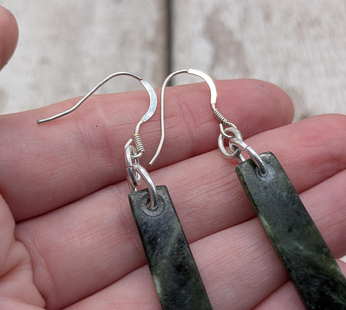 New Zealand drop nephrite jade earrings.