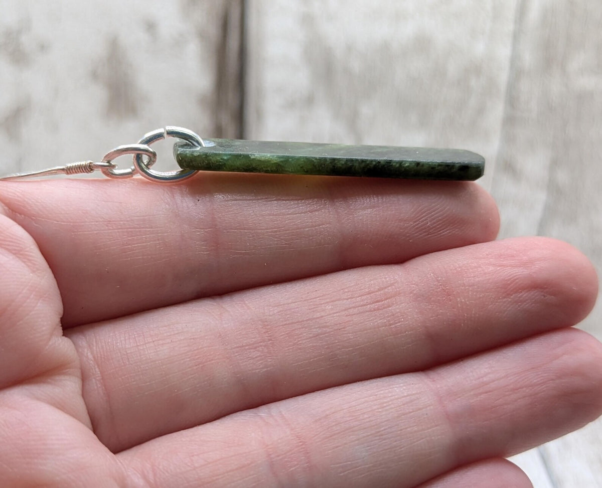 New Zealand drop nephrite jade earrings.