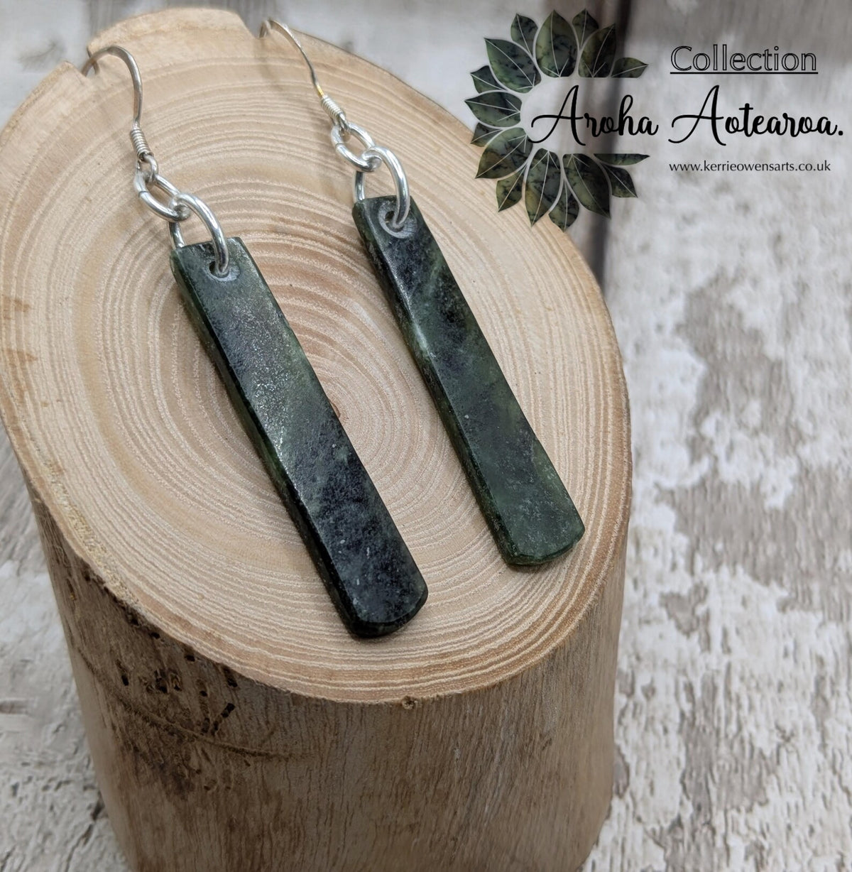 New Zealand drop nephrite jade earrings.