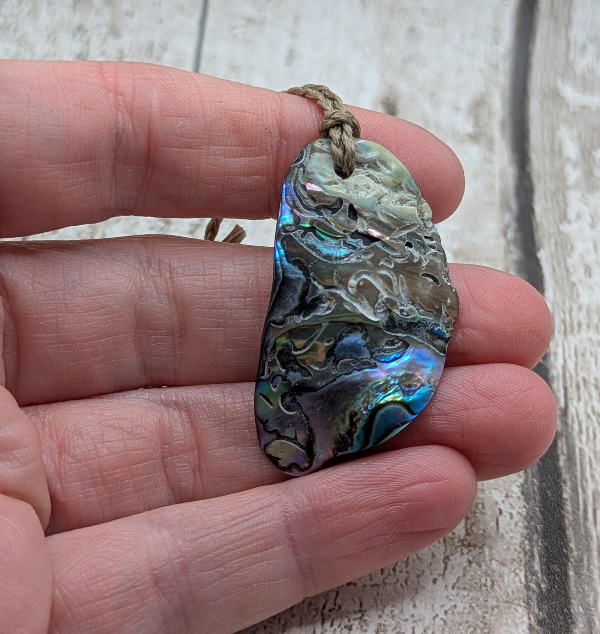 Random small Freeform NZ Pāua Shell Pendant – Iridescent beach combed wild Abalone