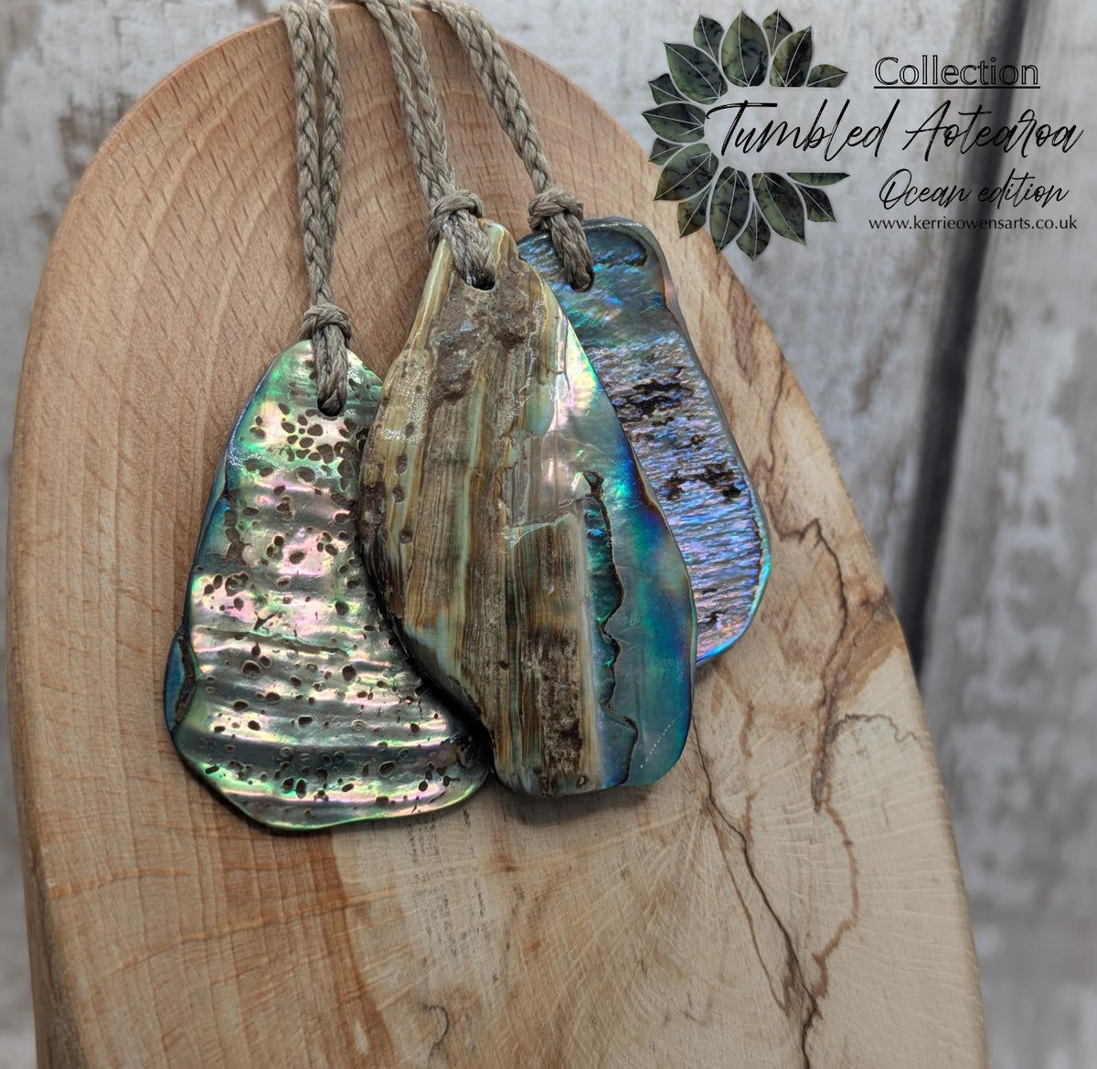 Random small Freeform NZ Pāua Shell Pendant – Iridescent beach combed wild Abalone