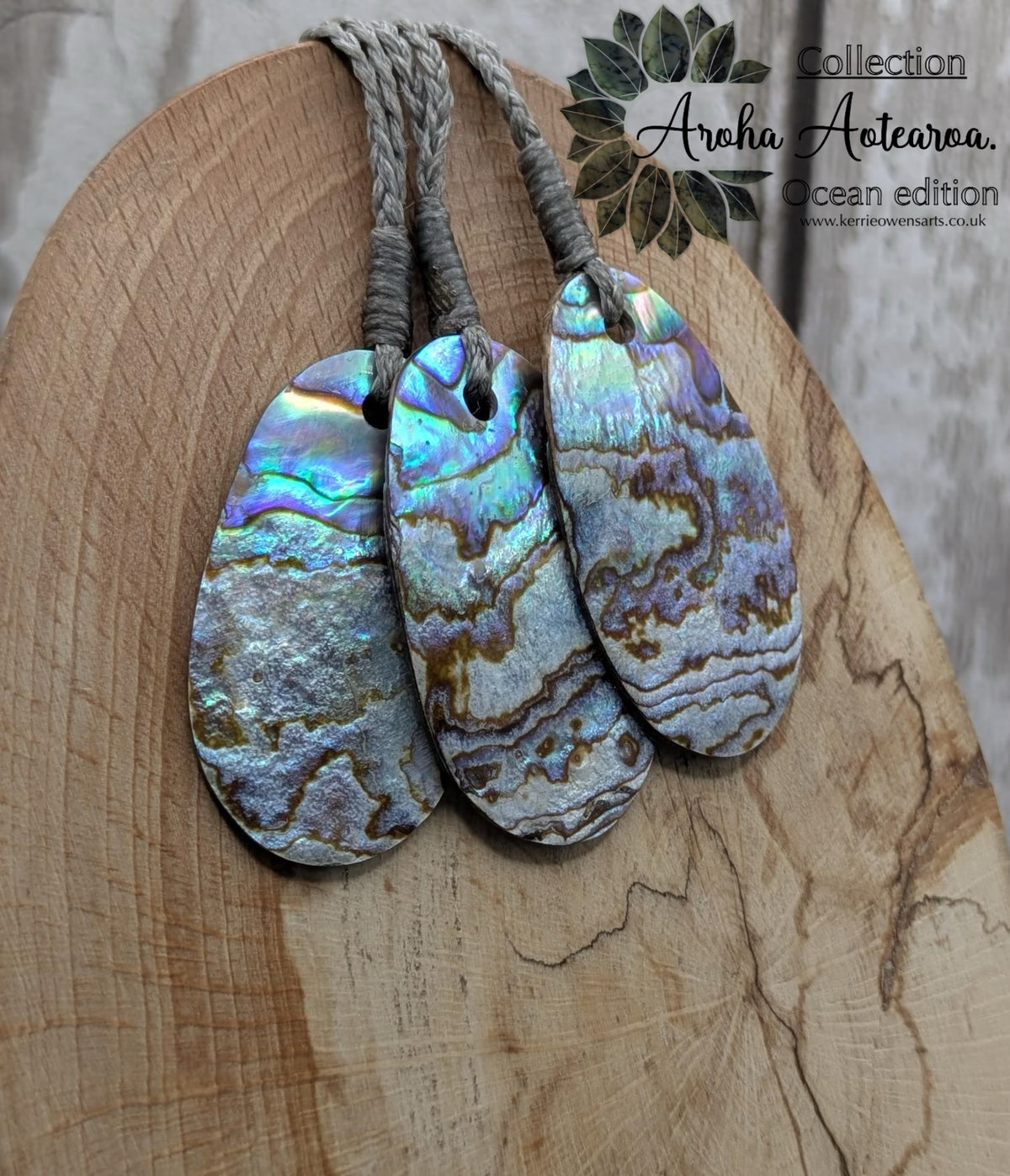 New Zealand rainbow paua abalone shell tumbled offcut unisex pendant.
