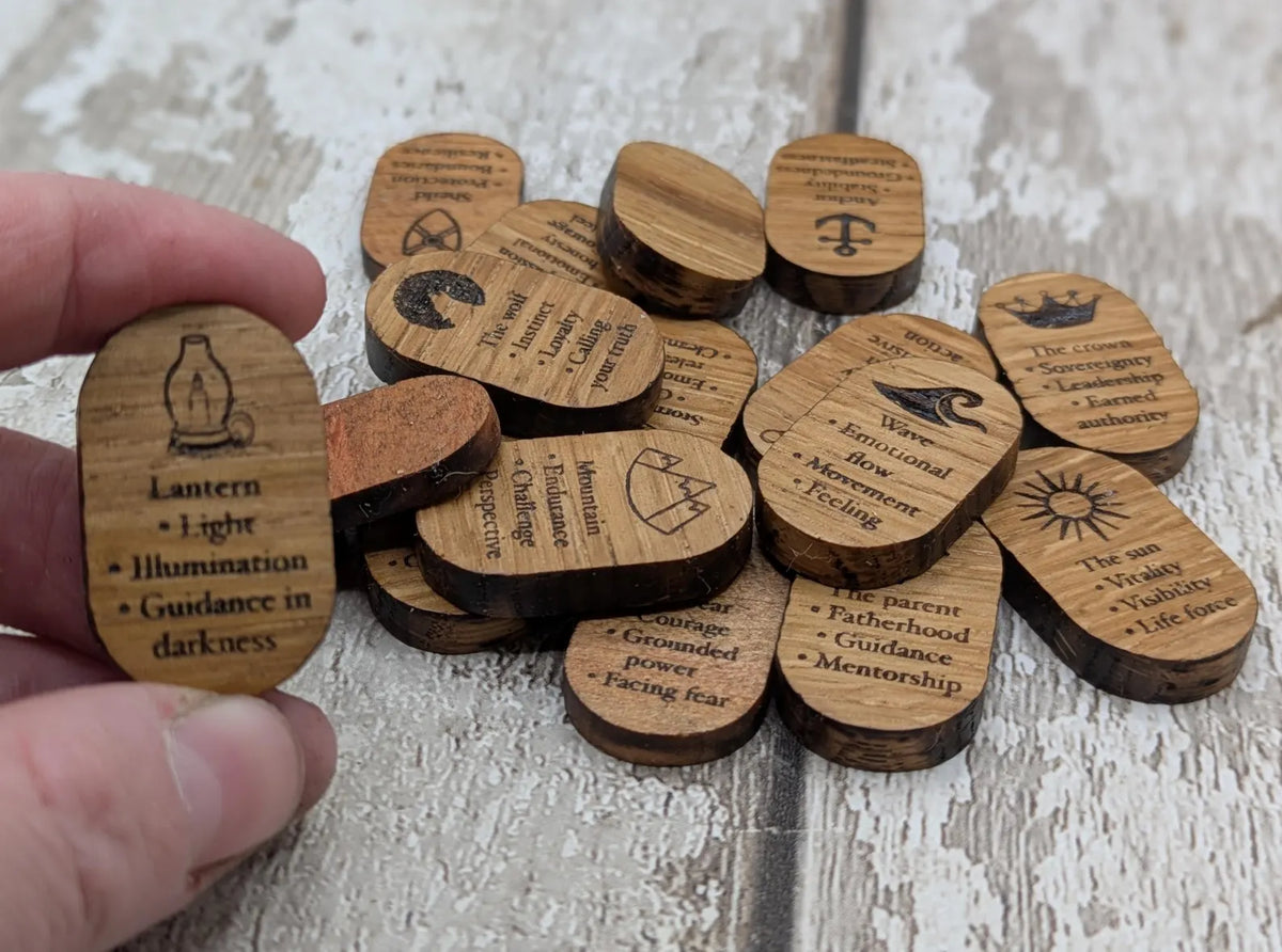 Oak and Alder Wood Divine Masculine Oracle Tile Set