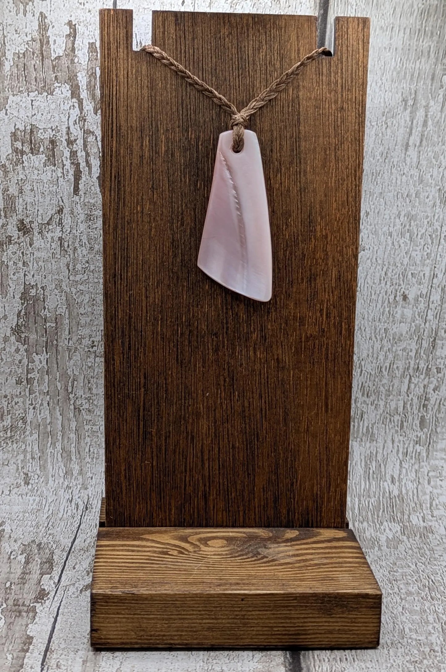 New Zealand fresh water pink mussel Toki style pendant.