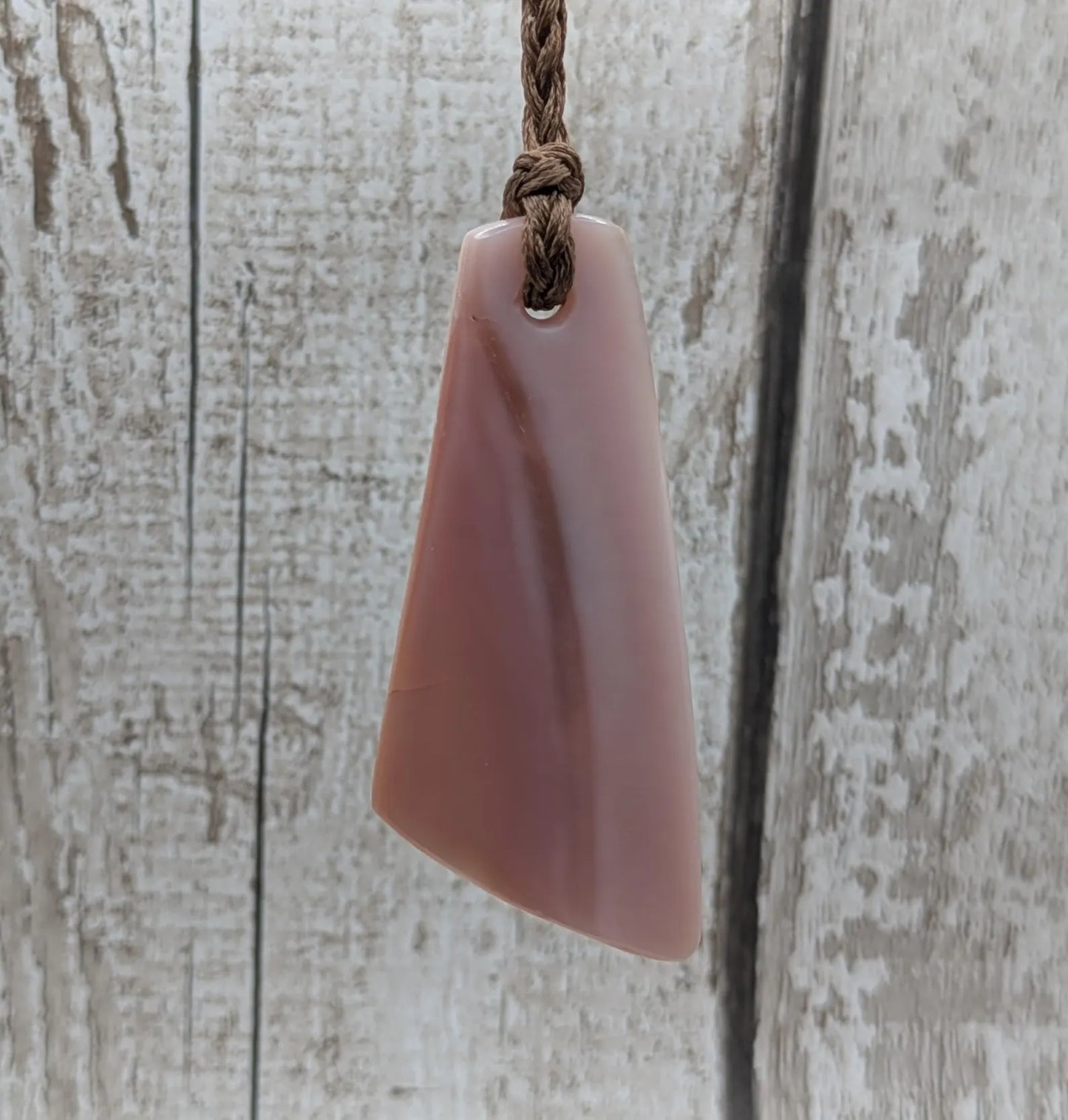 New Zealand fresh water pink mussel Toki style pendant.