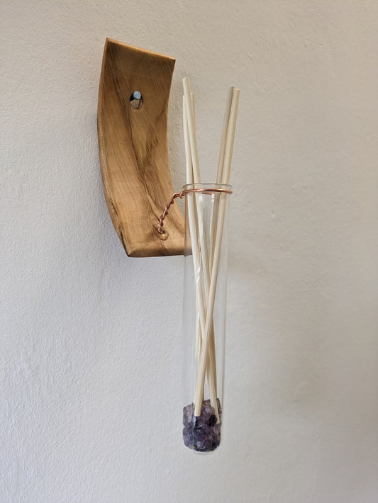 Recycled Wooden off cut carved wall hanging Reed diffuser.