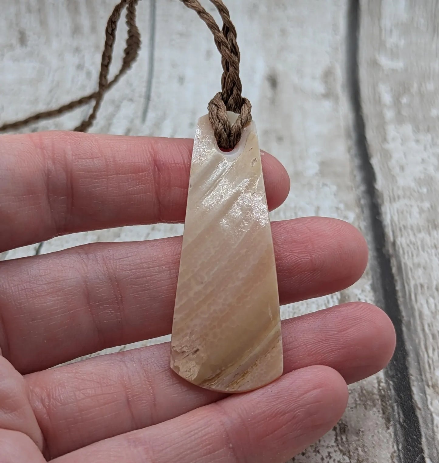 New zealand freshwater pink mussel roimata drop pendant.