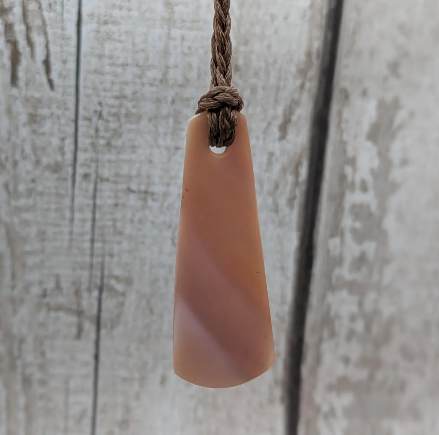 New zealand freshwater pink mussel roimata drop pendant.