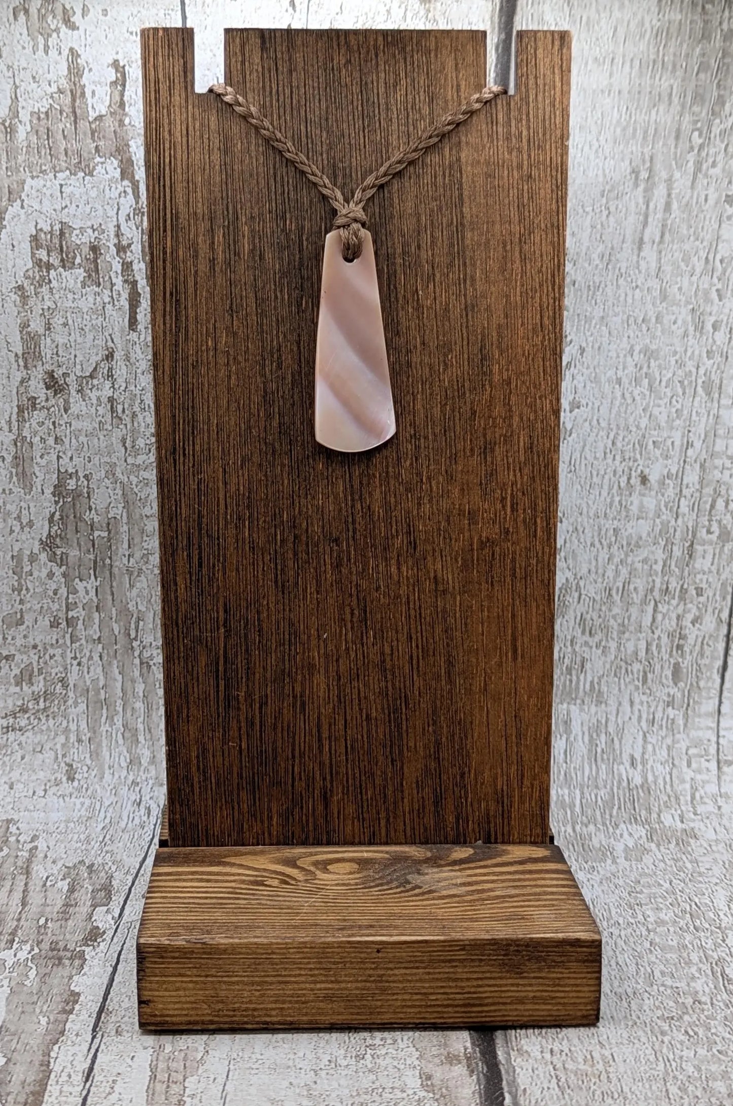 New zealand freshwater pink mussel roimata drop pendant.