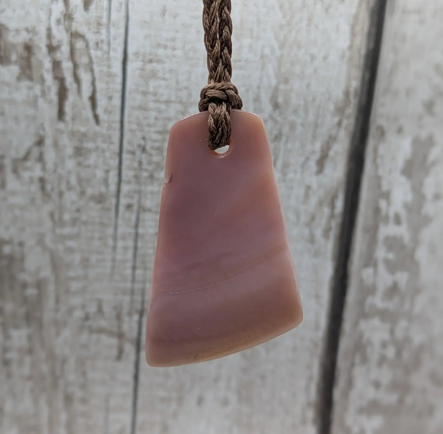 New Zealand pink freshwater mussel Toki style pendant.