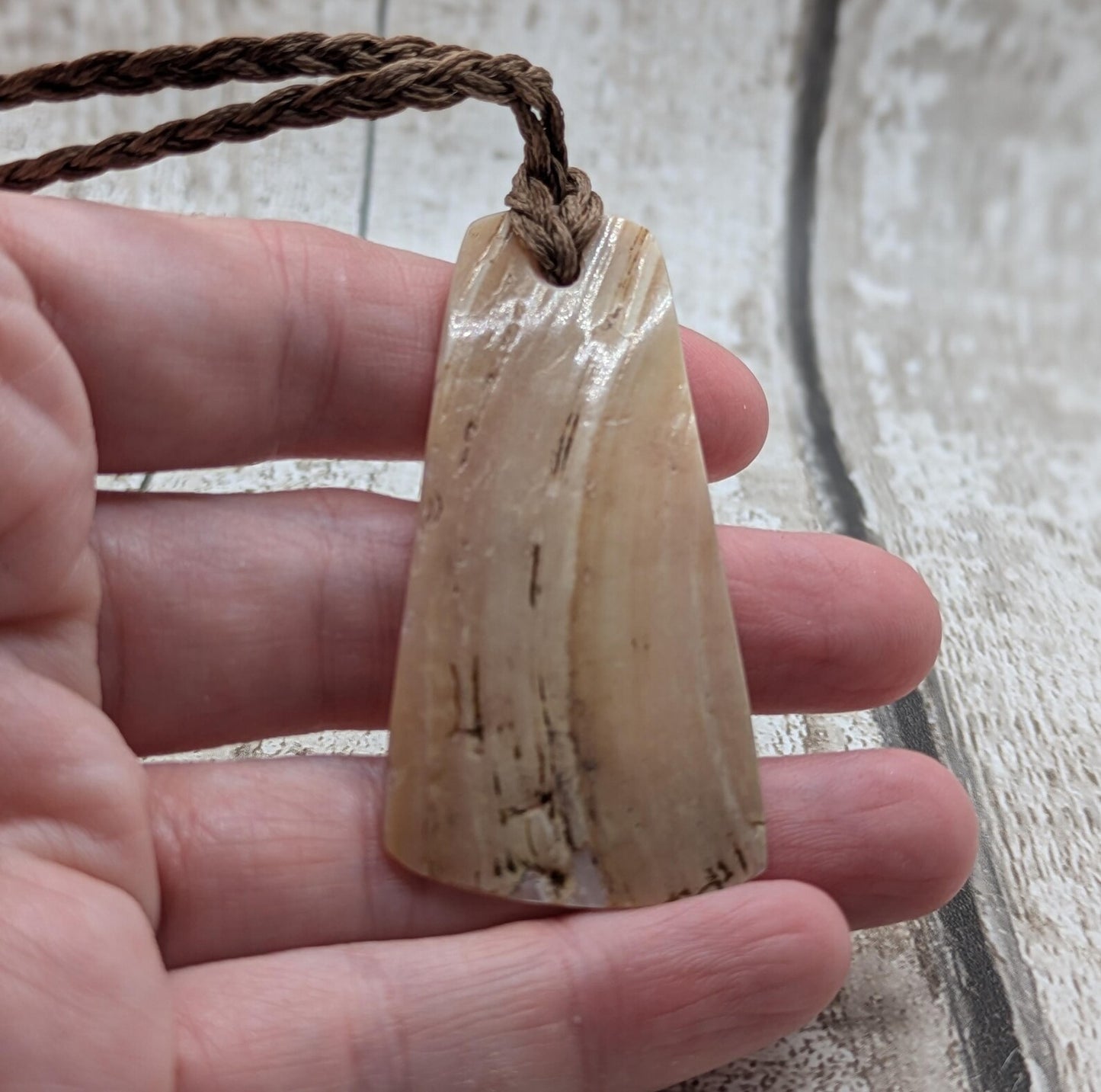 New Zealand Fresh water pink mussel shell roimata styled pendant.