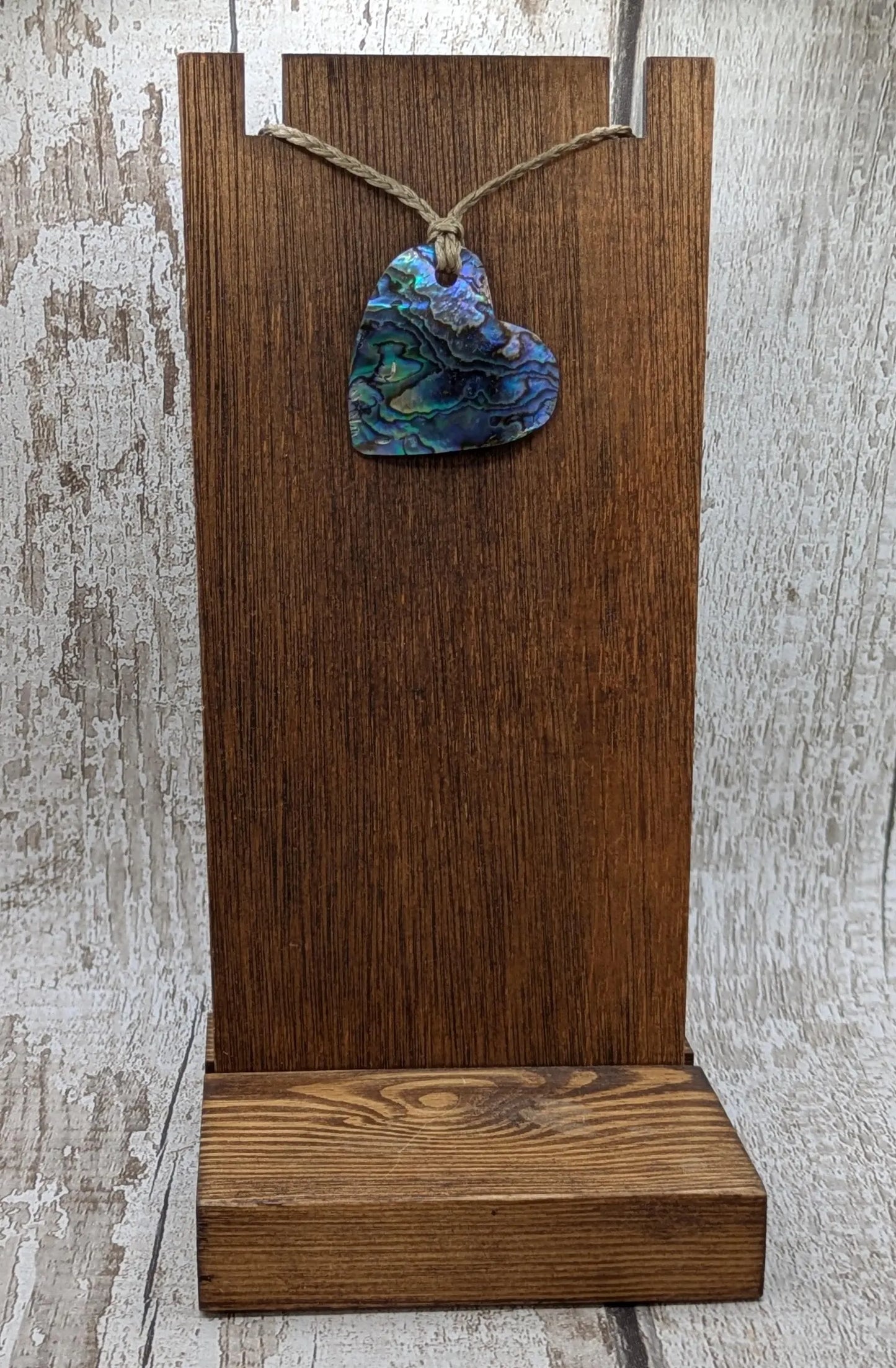 New Zealand wild rainbow Pāua abalone heart pendant.