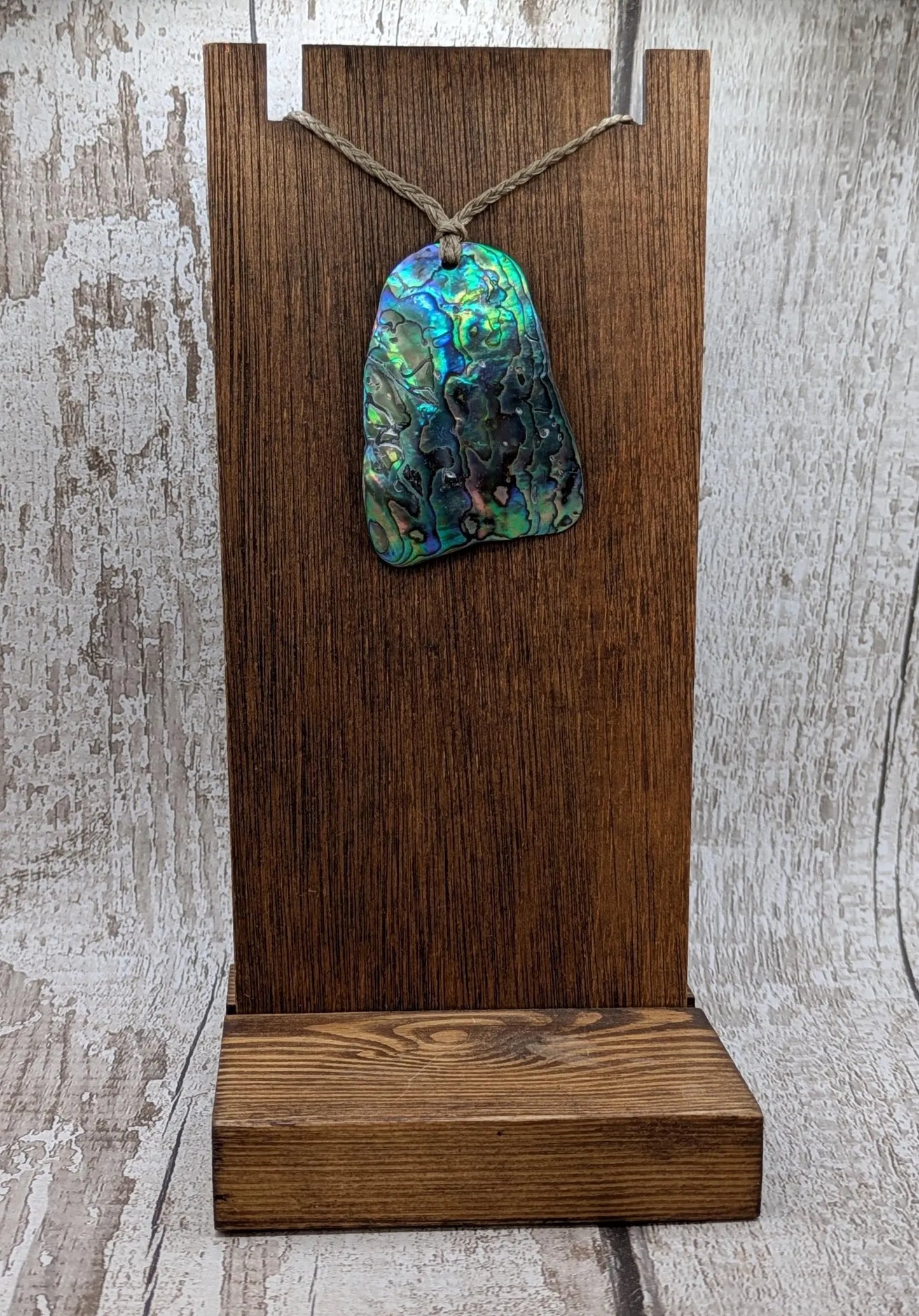 Wild New Zealand beach combed free form rainbow Pāua pendant
